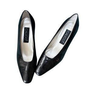 Calico Black Leather Pumps by size 8